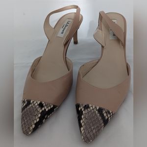L.k. Bennett Keira Pump Blush Leather Slingback Shoe 38 Cap Toe Low Heels